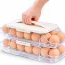 Egg Holder for Fridge Organization - 30 Slot Egg Organizer for Refrigerator with Rolling Dispenser | 2 Layers with Locking & Detachable Trays