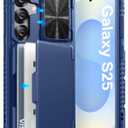 ATATOO for Samsung Galaxy S25 Wallet Case, Built-in Card Holder (3-5 Cards) & Slide Camera Cover & RFID Blocking, Military Grade Protection, Rugged Shockproof Phone Case for Galaxy S25 6.2", Blue