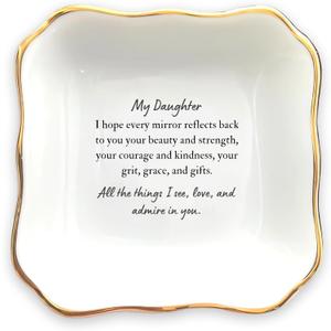 Ring Dish for Daughter From Mom - Encouraging Words Jewelry Trinket Gift for Graduation, Christmas, Wedding - All the Things I See, Love, and Admire in You