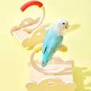 Wooden Bird Perch Stand Rocker with Cotton Rope - Enrichment Interactive Spinning Swing Perch for Cockatiels Conures Lovebirds Parrotlets Budgies - Yellow