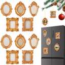 10 Pcs Mini Vintage Magnetic Frames Small Vintage Picture Frames with Rope and Fridge Magnet for Christmas Decor, Refrigerator Display, and Vintage Style Picture Keeping (Gold)