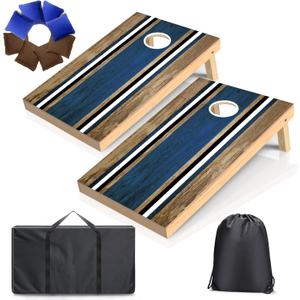 Cornhole Boards Set - Regulation Size 4x2/3x2ft Solid Wood Corn Hole Game Set with 8 Bean Bags and 2 Cornhole Boards - Perfect for Outdoor Game