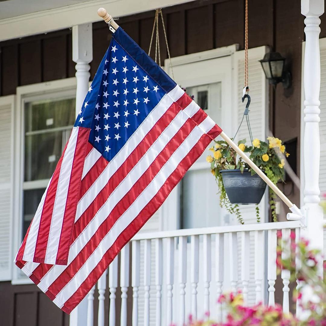 American Flag 3X5 FT Pole Sleeve Banner Style Embroidered Stars, Sewn Stripes, Heavy Duty Durable Polyester USA US Flag Outdoor Indoor Flags (Pole NOT Included)