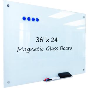 Magnetic Glass Whiteboard - 36” x 24” Glass Dry Erase Board for wall, Frameless Glass WhiteBoard for Office, Home & School