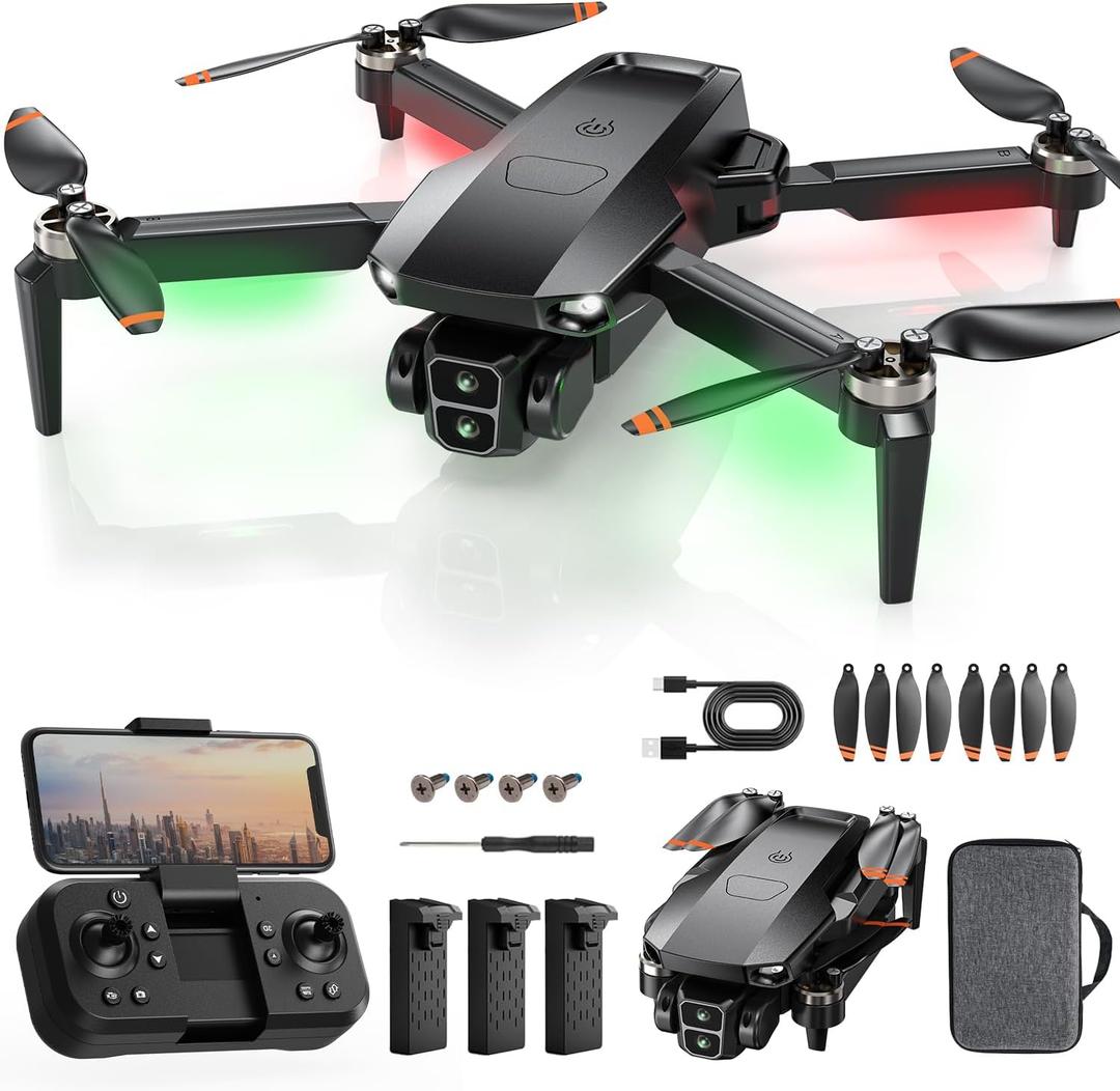 Drone with Camera for Adults 4K, Brushless Motor Drones for Kids Beginners, 60 Mins Flight, 130 Lens, FPV Foldable RC Quadcopter, Gesture Photography, Toys Gifts for Teen Boys Girls, Black