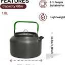 Camping Kettle, 1.8L Lightweight Aluminum Alloy Portable Tea Kettle with Heat-Resistant Green Handle & Carry Bag, Fast Boiling Water Pot for Coffee, Hiking, Picnic and Outdoor Camping