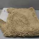 Smiry Luxury Chenille Toilet Rugs U-Shaped 24x20, Soft Absorbent Non-Slip Contour Bathroom Rugs for Toilet, Machine Washable Contoured Bath Mats, Beige