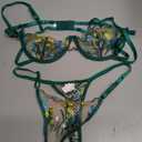 Two Piece Lace Panty and Bralette for Women Sexy Floral Embroidery Mesh Sheer Bra and Thong Lingerie Set Sleepwear Green XL