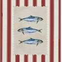 Red and White Striped Sardine Wall Art Vintage Fish Animal Poster Ocean Seafood Canvas Prints for Dining Room Kitchen Wall Decor 16X24 inch Unframed