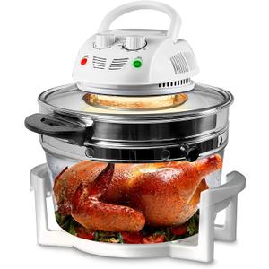 NutriChef Air Fryer, Infrared Convection Oven, Halogen Oven Countertop, Healthy Cooking, Stainless Steel, 13 Quart 1200W, Prepare Quick Healthy Meals, Great for French Fries & Chips (White)