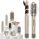 DORISILK 8 in 1 Hair Styler & Hair Dryer Brush Blow Dryer, 110,000 RPM High-Speed Hot Brush Styler and Auto Wrap Curlers, Ionic Smooth for Straightening Curling Volumizing Fast Drying, Champagne Gold