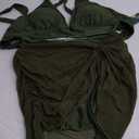 Blooming Jelly Womens High Wasited Bikini Sets Tummy Control Swimsuits Curvy Mesh Swim Skirt (Medium, Army Green)