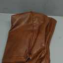 Thgonwid Unstuffed Handmade Cube Pouf Faux Leather Ottoman Cover, Square Pouffe Footstool Storage Stool, Bedroom Living Room, 14 Hx 15.7W, Brown