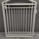 Full Metal Free Standing Dog Gate with Door for Outdoor Indoor,96'' Extra Wide 32'' Tall Dog Gates for Doorways,Large Openings,Decks,Porch,Freestanding Portable Pet Fence(4 Panels,Black) (White)