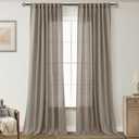 Taupe Linen Curtains 84 inches Long for Living Room Back Tab Rustic Farmhouse Semi Sheer Light Filtering Window Curtain Dining Room Soft Thick Flax Linen Textured Drapes Light Brown
