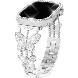 Bling Butterfly Band Compatible with Apple Watch Series 11/10/9/8/7/6/5/4/3/2/1/SE/Ultra - Stylish Diamond for Women in Sizes 38mm 40mm 41mm 42mm 44mm 45mm 49mm