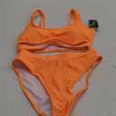 Blooming Jelly Women's High Waisted Bikini Sets High Cut Bathing Suits Two Piece Sporty Cut Out Swimsuits (Orange) S