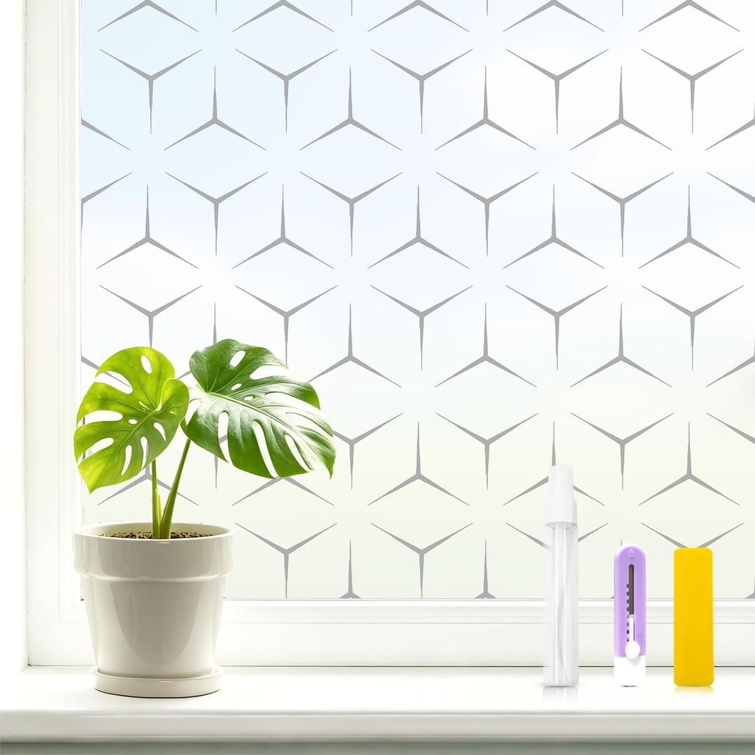 SOMWISE Frosted Window Privacy Film, Day and Night, Static Cling, 23.5X 78.5