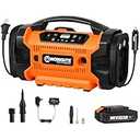 WORKSITE Tire Inflator Air compressor Portable, 160 PSI Car Tire Pump with 3 Power Supply (110V AC, 12V DC & 20V Battery) for cars, bikes, balls,Orange