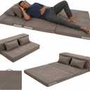 Tri-Fold Futon Mattress,Foldable Japanese Floor Sleep Mattress,High-Density Foam Tatami Bed Mat with Corduroy Cover,Floor Bed for Guest Room,Guest Bed&Flexible Living (Espresso Brown,Full)