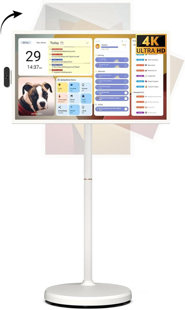 ApoloSign 32'' UHD 4K Smart Portable TV 2nd Gen, 16(8+8) GB RAM+256GB, Android 16, EDLA-Certified, Portable Touch Screen Monitor, Built-in 15000mAh Battery, Full Swivel Rotation, Voice Remote Control