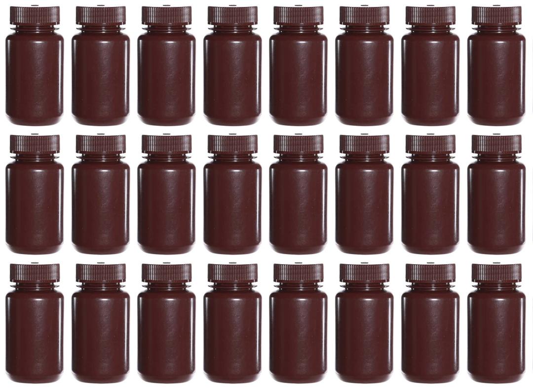 LUERFLEX 125ML 4OZ Amber Wide Mouth PP Plastic Reagent Bottles with Caps Pack of 56