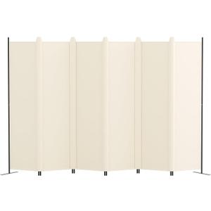 Kokorona 6 Panel Room Divider, 6FT Tall Folding Privacy Screen Wall Dividers, Portable Privacy Screen Freestanding Room Divider for Room Separation, Included - Gap Strips, Beige, 120''W x 72''H