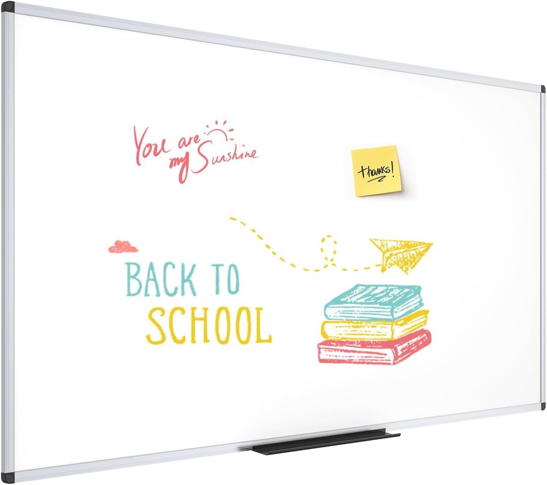 VIZ-PRO Dry Erase Board/ Whiteboard, 72 x 40 Inches, Wall Mounted Board for School Office and Home