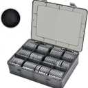 84 Pieces 46 mm Coin Capsules, with Foam Gasket and Plastic Storage Organizer Box, Coins Holder Collector Case for Coin Collection Supplies 7 Sizes (16/20/25/27/30/38/46mm)Gray Case+Black Gasket