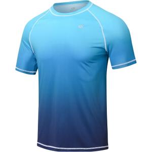 Satankud Men's UPF 50+ Rashguard Swim Tee Short Sleeve Running Shirt Swimwear Swim Hiking Workout Shirts, L