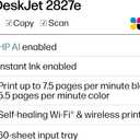 HP DeskJet 2827e Wireless All-in-One Color Inkjet Printer, Scanner, Copier, Best-for-Home, 3 Month Instant Ink Trial Included, AI-Enabled (6W7F5A)