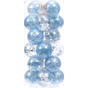 Sea Team Shatterproof Clear Plastic Christmas Ball Ornaments Decorative Xmas Balls Baubles Set with Stuffed Delicate Decorations (70mm/2.76 inch 24-Pack, Babyblue)