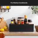 Black Utensil Holder for Party - Wooden Paper Plate and Utensil Caddy for Countertop - Silverware Caddy for Cup Fork Spoon Napkin - Cutlery Organizer for Kitchen Camping Buffet Picnic