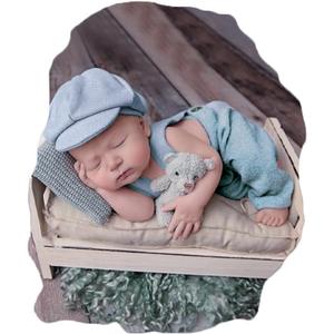 Newborn Photography Outfits Boy - 2Pcs Baby Photography Props - Newborn Gentleman Suit - Suspender Pants with Beret - 0-3 Months (Blue)