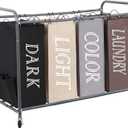 STORAGE MANIAC Laundry Sorter 4 Section, 47.8 Gal (181 L) Laundry Hamper with Wheels, Clothes Divider Basket Sorter, Clothes Separator Hamper Cart with Wheels and Removable Bags, Multicolored