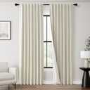 Natural Cream Blackout Curtains for Bedroom Window Back Tab Thermal Insulated Neutral Linen Black Out Curtain Drapes 4 F 44 Inch width Modern Farmhouse Light Blocking Living Room Darkening Curtains 7 FT