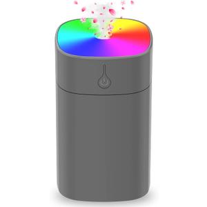 Portable Mini Humidifiers for Bedroom, 400ml Aroma Diffuser for Home Personal Desktop Plant Humidifier Indoor Fragrance Aroma Diffuser with 2 Modes, Night Light and Auto-Off Small Diffuser for Car (Black)