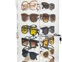Lockable Sunglasses Organizer, Acrylic Sunglass Display Stand With Mirror, Rotating Sunglass Display Case, Glasses Holder Eyeglass Storage, Sunglasses Tower for 24 Pairs