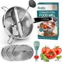 Stainless Steel Food Mill With 3 Milling Discs,Ergonomic design Rotary hand crank Food Mills For Tomato Sauce,Potatoes,Jams,canning, Dishwasher Safe,Includes Multifunctional Spoon,Blue D