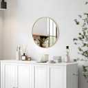 Round Mirror 12 Inch Gold Round Bathroom Mirror Circle Wall Mirrors Brushed Metal Frame Anti-Rust Tempered Glass Mirror for Bathroom Bedroom Entryway Living Room