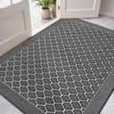 DEXI Entryway Door Mat Inside, Front Entrance Doormat Thin Low Profile, Large Non Slip Mats Absorbent for Home Entry Floor, 29x48, Floral Grey