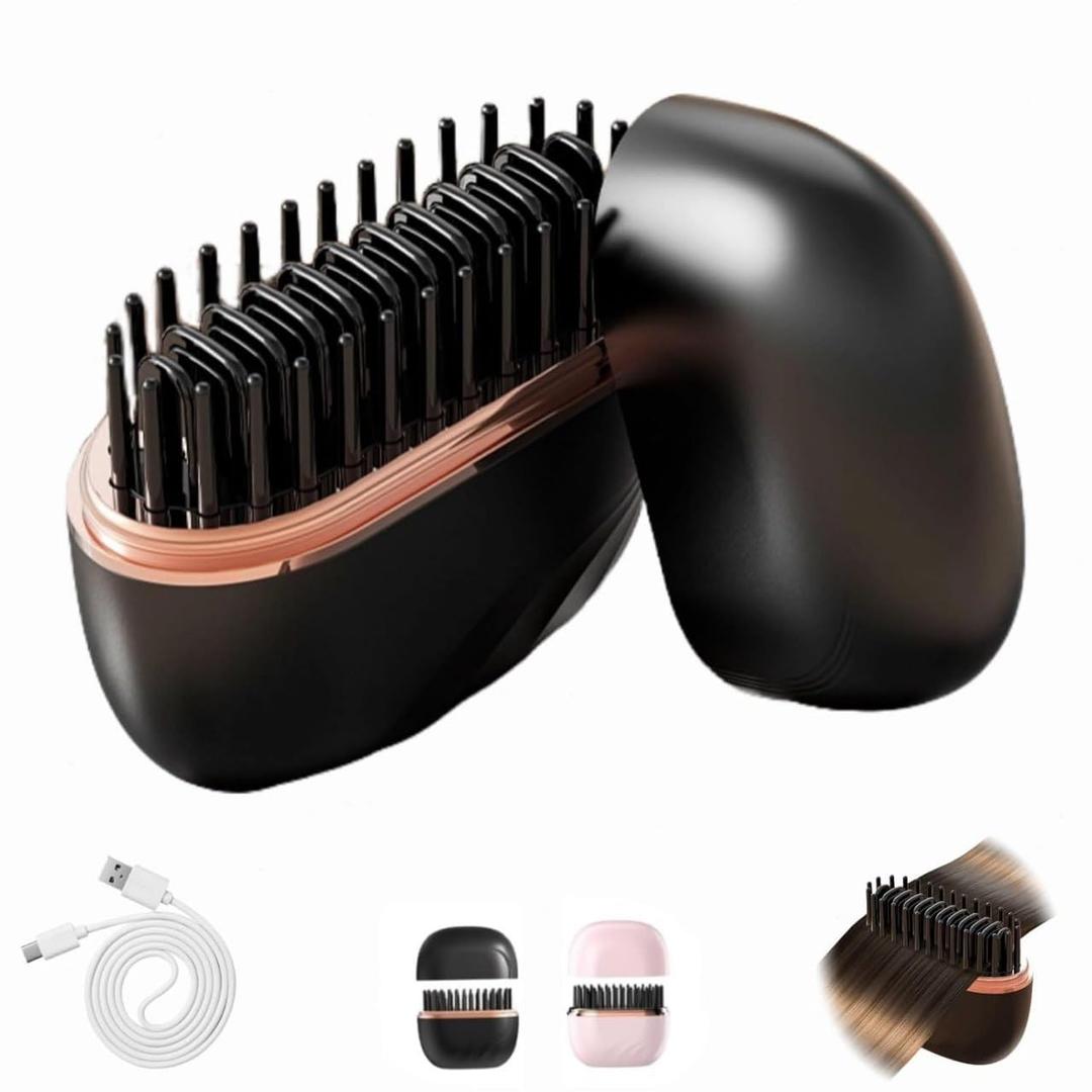 Brush Straightener for Women 3-Level Rechargeable Portable Anti-Scald
Heated Styling Brush Anti Frizz Hair for Vacation Road Trip Commuting Dating Daily