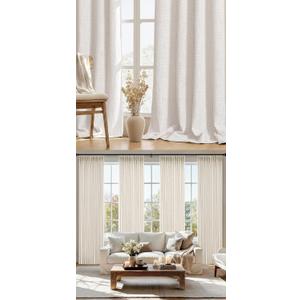 MIULEE Thick Linen Curtains Bundle, 96 Inches Long - Pinch Pleated 4 Panels + Thick Linen 2 Panels, Light Filtering Back Tab/Pinch Pleated Drapes for Living Room & Bedroom (W40+W42)