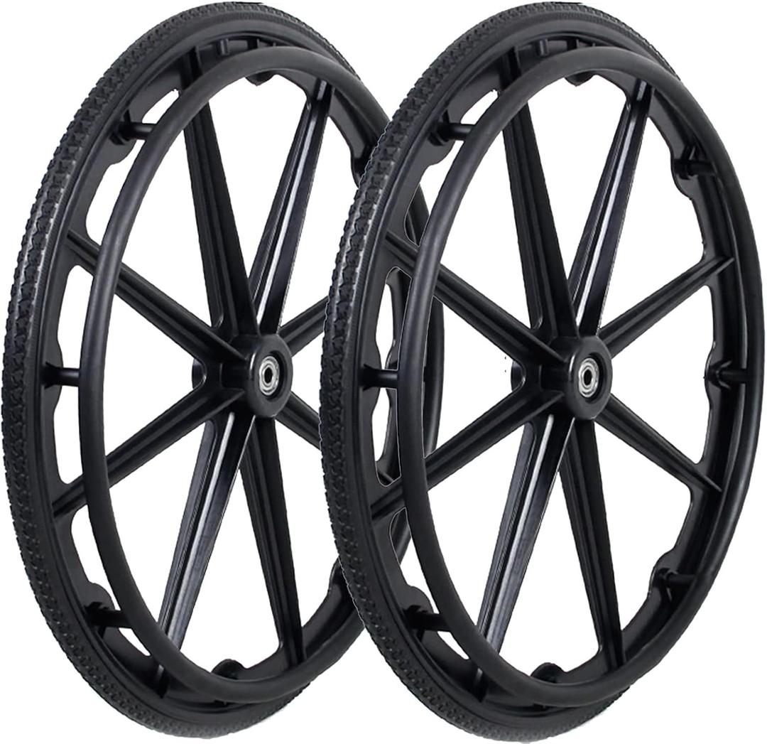(1PR,Black) Wheelchair rear wheel replacement 24x1"wheel,Rear Wheel Assembly for 16-18-20 Inch Wheelchairs, Replacement parts (24 * 13/8(2count))