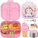 Aimsnk Magical Fantasy Lunch Box Set for Kids - 12oz Insulated Food Jar, Thermal Bag & Leakproof Bento Containers with Cutlery (BPA Free)-Ages 3-10 (Pink-Gradient)