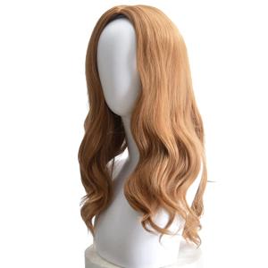 Girls Costume Wigs, 21 Inch Shoulder Length Wavy Curly Middle Part Ginger Color Wigs for Women, Synthetic Fiber, Small Head Size 52cm