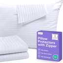 Set of 4 Pillow Protectors with Zipper Standard Size - 100% Resistant to Stains, Dust & Dirt - Washable Covers for Increased Pillow Lifespan
