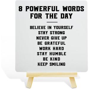 Positive Energy Decor Sign, Inspirational Decor for Office Home Room, Positive Office Desk Decor, Positive Inspirational Gifts for Women Men, Motivational Gifts, 8 Powerful Words For The Day