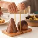 Acacia Wood Salt and Pepper Shaker Set  2-Piece with Storage Base and Titanium Handle  Elegant Wooden Spice Holder for Kitchen and Dining Table