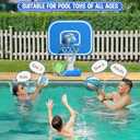 Pool Basketball Hoop, 33"x26"x50" Oversized Pool Toys with Adjustable Height Includes 4 Balls(Size 6, 2×Size 3, Glow)/ Nets/Pump for Poolside Water Basketball Game, Swimming Pool Games for Kids Adults